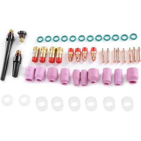 Kit de soudage TIG 49 pièces : pinces, buses en céramique et coupelles de rechange pour torches WP17, 18, 26 et 150-250 A. (1/5)