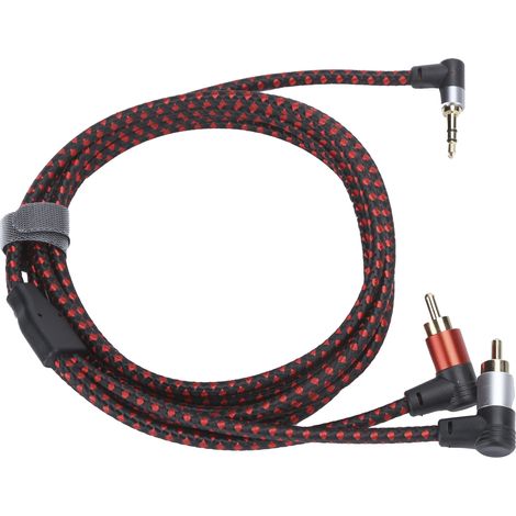 Câble audio 3.5mm mâle à 2 RCA mâle 90°, 2 mètres pour home cinéma et microphone stéréo, ABS (1/5)