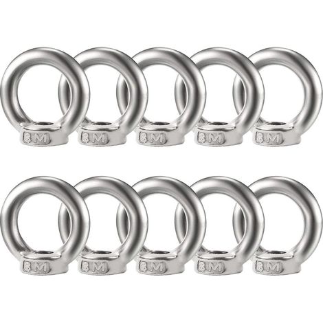 Lot de 10 écrous à œillet M8 en acier inoxydable pour accessoires de levage - Quincaillerie de fixation robuste et durable (1/5)
