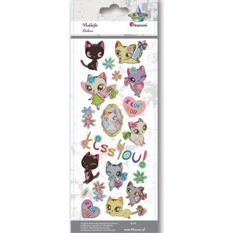Weiche, geprägte Aufkleber mit Katzen-, Herz- und Blumenmotiven, 20 Stück