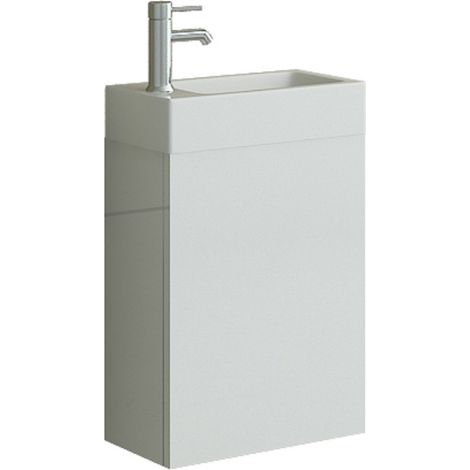 AARAU Badset Gäste WC Badmoebel weiss Hochglanz Waschbecken schmal SMC klein Waschtisch Unterschrank (1/2)