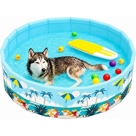 Piscine Pliable et Transportable, 90 x 90 x 45 cm,PVC Chien Piscine Baignoire Bassin, Fond Antidérapant, sans Gonflage, Drainage Rapide,pour Les Jardins et Les Terrasses (1/5)