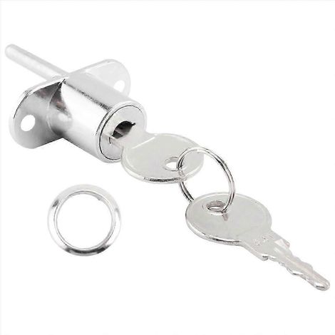 Serrure à piston pour tiroir en métal argenté, diamètre de la tête de cylindre 19 mm, avec 2 clés (1/4)