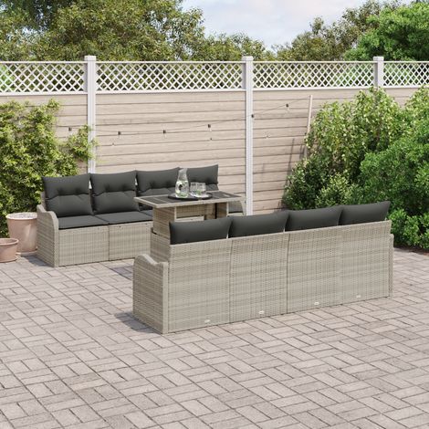 Garden Sofa Set 7 pcs Light Grey Poly Rattan vidaXL (1/5)