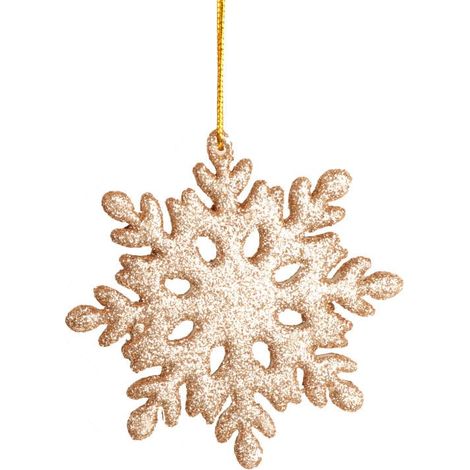 Set di 6 fiocchi di neve dorati glitterati (1/3)