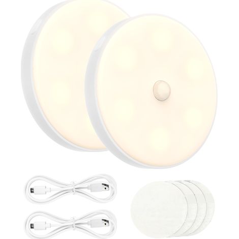 Veilleuse à induction intelligente, lampe magnétique détection de présence, rechargeable USB, bouton induction, lumière blanche, 1W, lot de 2 (1/5)