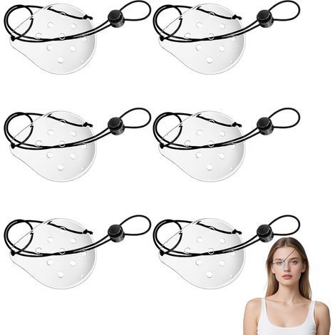 6-Piece Transparent Eye Mask Set, 9-Hole Plastic Eye Protection for Porous Eyes with Adjustable Strap, Breathable Eye Mask for Men and Women, Protect Your Eyes (1/5)