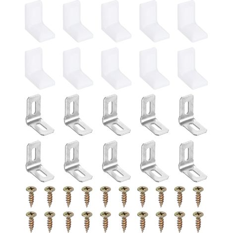 Équerres Métalliques D'angle 20Pcs Support D'étagère Forme L Blanc (1/5)
