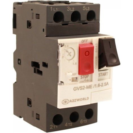 Salvamotore Interruttore Termico di Protezione Motore, 3P 2.5M Regolabile 2.5A 1.6-2.5A 0.75KW AC 590V Monofase e Trifase IP20 IEC60947-2