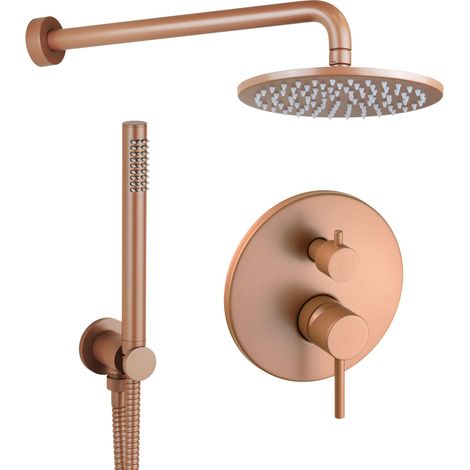 Kit de douche avec mitigeur mécanique 2 voies, modèle rond de couleur rose métallisé Pollini Jessy Color G477355255A3 Rose Métallisé (1/5)