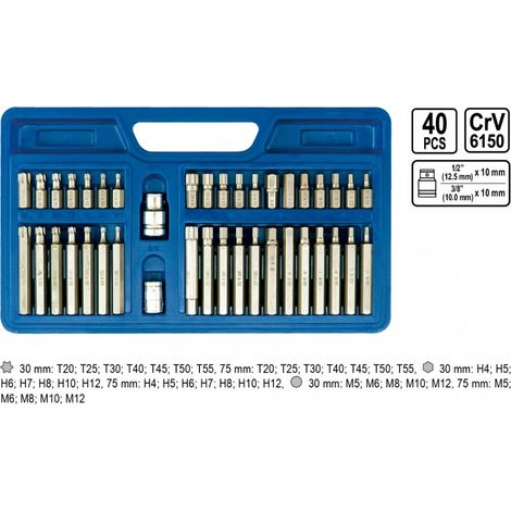 40 Tlg Bitsatz Torx Vielzahn Innensechskant 1/2 3/8 Zoll Bit Satz (1/5)