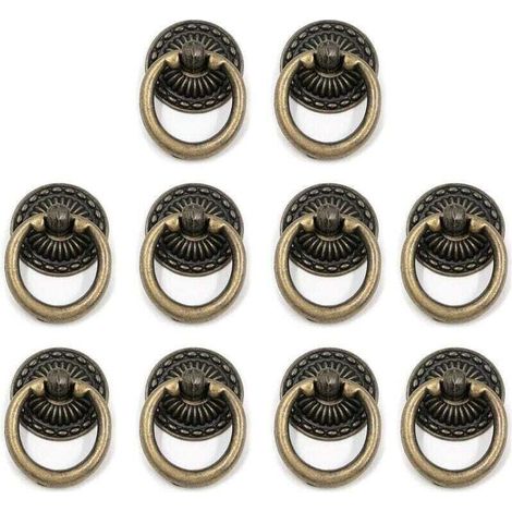 Vintage Schubladengriff aus Zinklegierung, Antikbronze-Finish, mit Schrauben, 10er-Set (1/5)