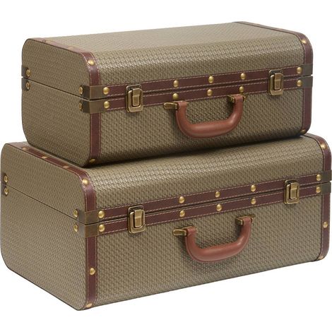 Lote de 2 cajas de almacenamiento rectangulares Bonie en color verde caqui - Atmosphera créateur d'intérieur (1/5)