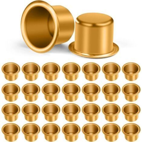 Aluminium Insert De Bougeoir Noël, 30 Pièces Bougie Buses Métal Supports pour Bougies, Bougeoir en Métal pour Bougies Chauffe-Plat, décoration de Noël Dîner aux Chandelles (Or)