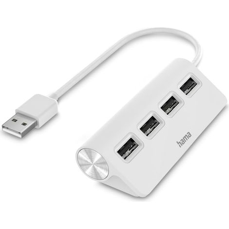 Hub USB, 4 Ports, USB 2.0, 480 Mbit/s, Métal, Garantie 10 Ans, Blanc (1/5)