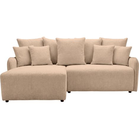 PORTOFINO - Canapé d'angle convertible tissu chenille 3 places Café (1/5)
