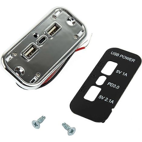 Compatible avec les prises de chargeur de voiture USB Type C PD 3,1 A, 12-24 V, 18 W, et adaptateur secteur USB PD double pour motos et bateaux. (1/5)