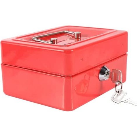 Caja fuerte metalica portatil caudales grande  Rojo (1/4)