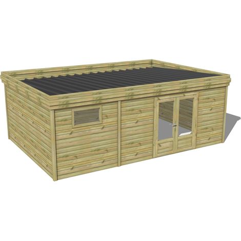 ABRI DE JARDIN bois traité 27mm, 6,9x4,3m, 30m2 (1/3)