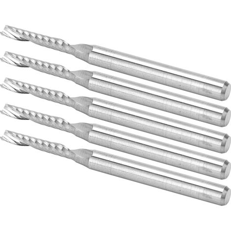 5 fraises carbure tungstène spirale 1 coupe CNC 3.175x2x12x38mm, mèches monodentées pour défonceuse, kit de 5 pièces (1/5)