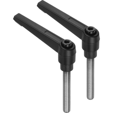 2 Pcs - Poignée à levier - Tige filetée M8 - Serrage rapide avec bouton-poussoir - Pour machines industrielles et menuiserie - Noir - M8x50mm (1/5)