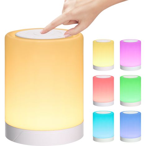 Lampe de chevet tactique Neoglint D C5V 3W, lumière douce, changement de couleur RGB, timer 6H, rechargeable USB-C, design minimaliste en ABS bois (1/4)