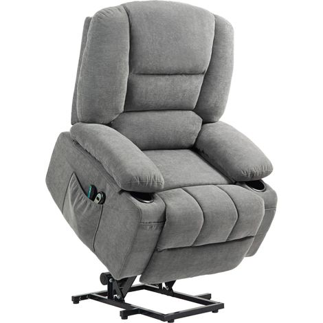 Poltrona relax elettrica alzapersona con reclinazione, massaggio e riscaldamento, grigio scuro (1/4)