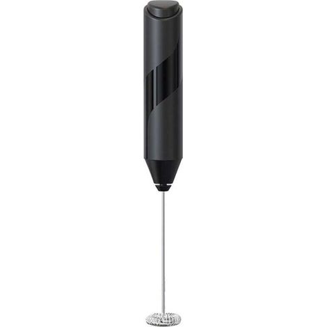 Mousseur à lait électrique sans fil en acier inoxydable noir - Multifonctionnel pour cappuccino, crème et vinaigrette - Mousseur rapide - 22 x 2,4 x 2,7 cm