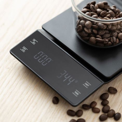 Elektronische Touchscreen-Waage für Filterkaffeemaschinen, Küchenwaage, Kaffeewaage, 3 kg, Timer, Einheitenumrechnung, Röstfunktion (1/5)