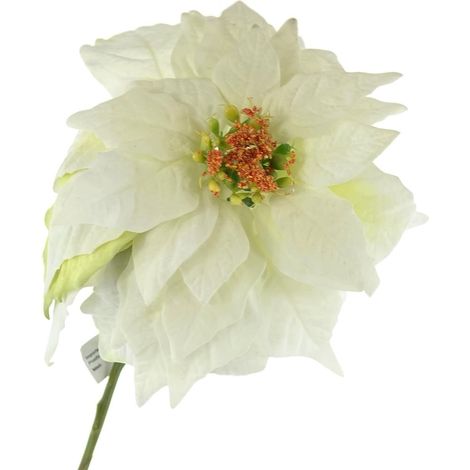 CREATIV home Weihnachtsstern - Poinsettie Velvet Weiß 53 cm - Kunstblumen (1/2)