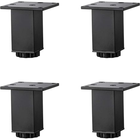 Patas de muebles de aleación de aluminio de altura ajustable, ideales para mesas de centro/sofás y armarios de baño/lavabo, de 5 a 40 cm, color negro mate, con tornillos, 4 patas (8 cm/3,1 pulgadas).