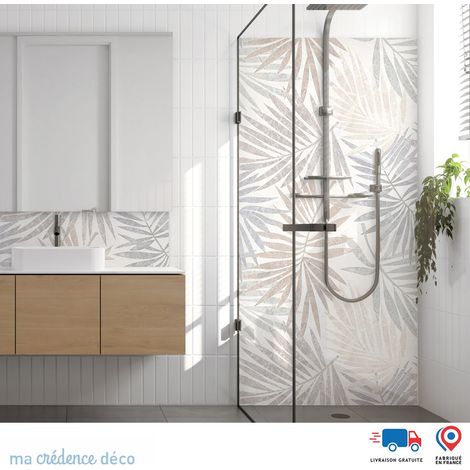 Panneau de douche : Dessin feuilles - Couleur Couleurs pales - Alu composite - 100 - 245 (1/3)