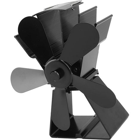 Ventilateur de cheminée à 5 pales avec base trapézoïdale, ventilateur thermoélectrique pour poêles à pétrole et à bois, noir (1/5)