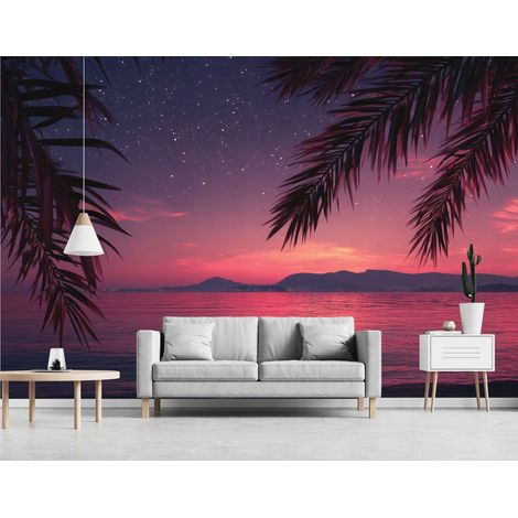 Fototapete Palmen Ozean Natur, für Wohnzimmer und Schlafzimmer, 150 x 105 cm – Komplettset inkl. Kleister & Anleitung (1/5)