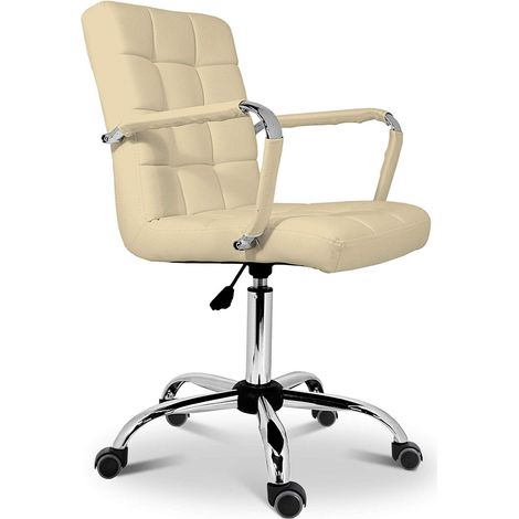 Chaise Espagnole Tenerife - Fauteuil, Chaise avec roulettes, Simili cuir, Beige, 51 x 49 x 104cm (1/5)