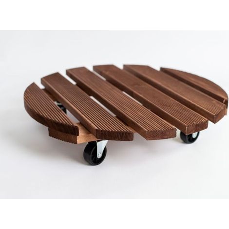 Plateaux Roulants pour Plantes 30cm, Support avec Roulettes Pivotantes et Verrouillables, Capacite 40 KG, Support et plateau pour jardinière, Marron (1/5)