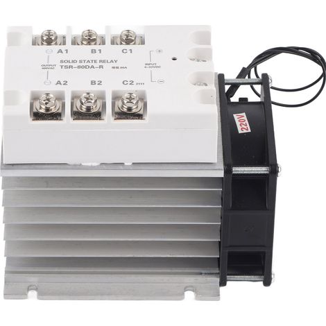 Relais statique triphasé 480VAC module de contrôle renforcé pour charge automatique TSR80DAR avec radiateur (1/5)
