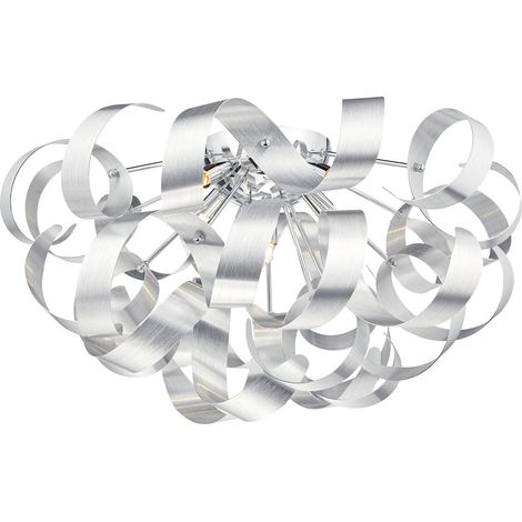 DAR RAWLEY - Plafonnier affleurant G9 Aluminium brossé, 5x G9 (1/4)