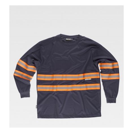 Camiseta manga larga con cintas reflectante-fluorescentes WORKTEAM Combi C3937 XXL Marino+Naranja A.V.