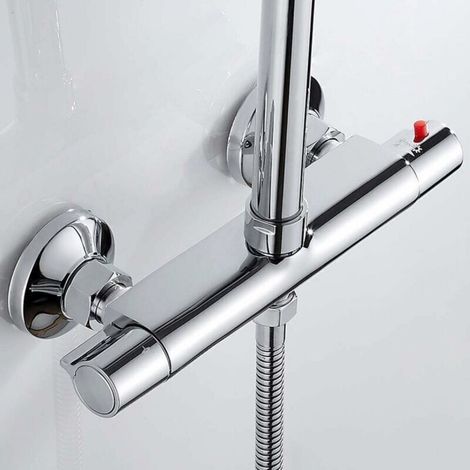Thermostatic Shower Mixer, Wall-Mounted Thermostatic Shower Faucet, Thermostatic Mixer Tap for Bathroom, Thermostatic Shower Faucets for Bathtub, Brass, Anti-scald (1/5)