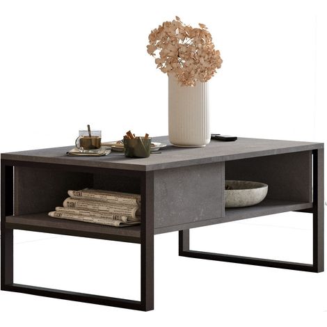 Couchtisch aus Holz "ML34" - 100 x 59 x 44 cm - Silber