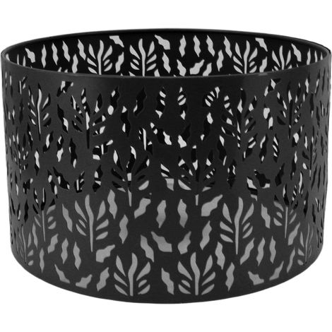 Abat-jour en métal ajouré sculpté, style moderne, compatible avec douilles E27 et E14, motif feuille d'herbe noire. (1/5)