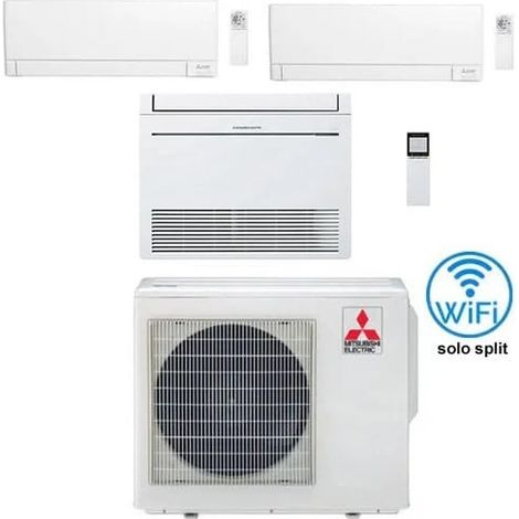 Klimaanlage Mitsubishi R32 Test-Split-Inverter 9000 MSZ-AY Wifi + 9000 MSZ-AY Wifi + 9000 MFZ-KT25VG BTU mit U.E. MXZ-3F54VF Klasse A+++/A++