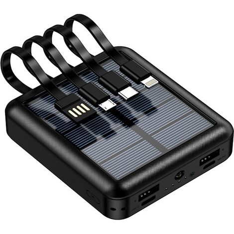 Batteria esterna autonoma a quattro fili con condivisione di energia solare, grande capacità di 20000 mAh, mini power bank per esterni. (1/5)