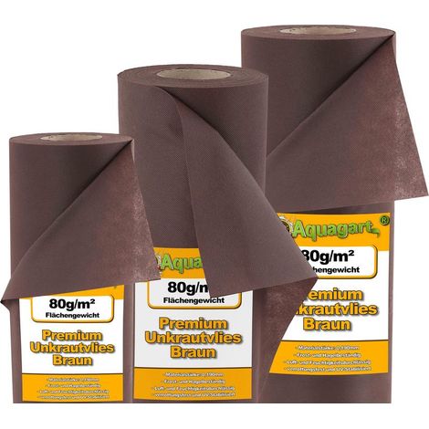 14 m² film de paillage en non-tissé, paillage anti-mauvaises herbes, voile de paillage 80 g 1,4 m de large, marron (1/5)