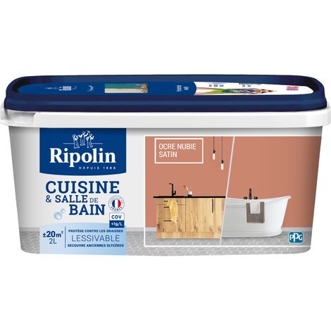 Peinture murs, boiseries, plafonds, radiateurs - RIPOLIN - Cuisine et bain - 2 L - Ocre Nubie (1/5)