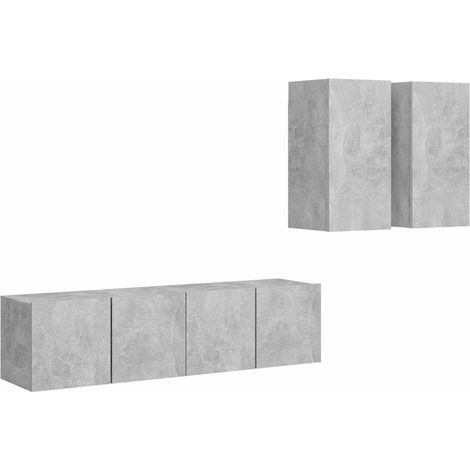 Maison Exclusive - Set di Mobili Porta TV 4 pz Grigio Cemento in Legno Multistrato (1/5)