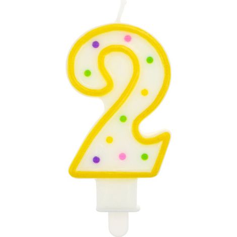 Vela con el número "2", puntos de 7,5 cm, 1 unidad.