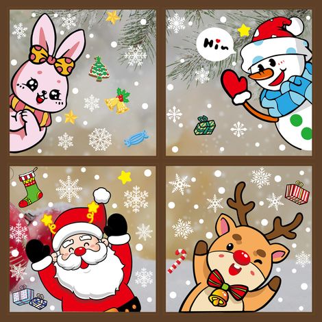 Autocollants statiques Père Noël, autocollants de Noël, autocollants pour vitrines, décorations de Noël, stickers pour fenêtres