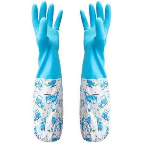 [NON UTILIZZATO] (Blu) Guanti di gomma per stagni e drenaggio – Lavori domestici e giardinaggio, manutenzione del giardino, diserbo, lavaggio, pulizia, lavaggio dei piatti – Per proteggere le maniche